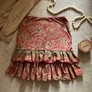 Chaps Floral Knee-Length Cotton Ruffled Skirt